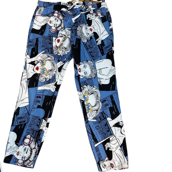 CHARLIE B Blue White Fun Graphic Pant NWT L XL - Picture 4 of 7